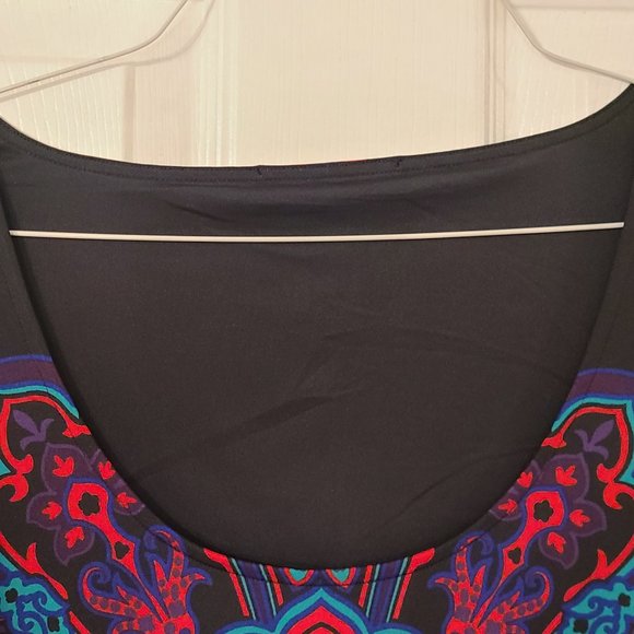 Long Sleeve Paisley Dress w/Ruched Sleeve ~ red, blue, green, black ~ Size Large - Picture 3 of 7